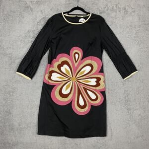 Almatrichi Dress Womens 42 Floral Embroidered 3/4 Sleeve Mod Fit Spain Boho Chic
